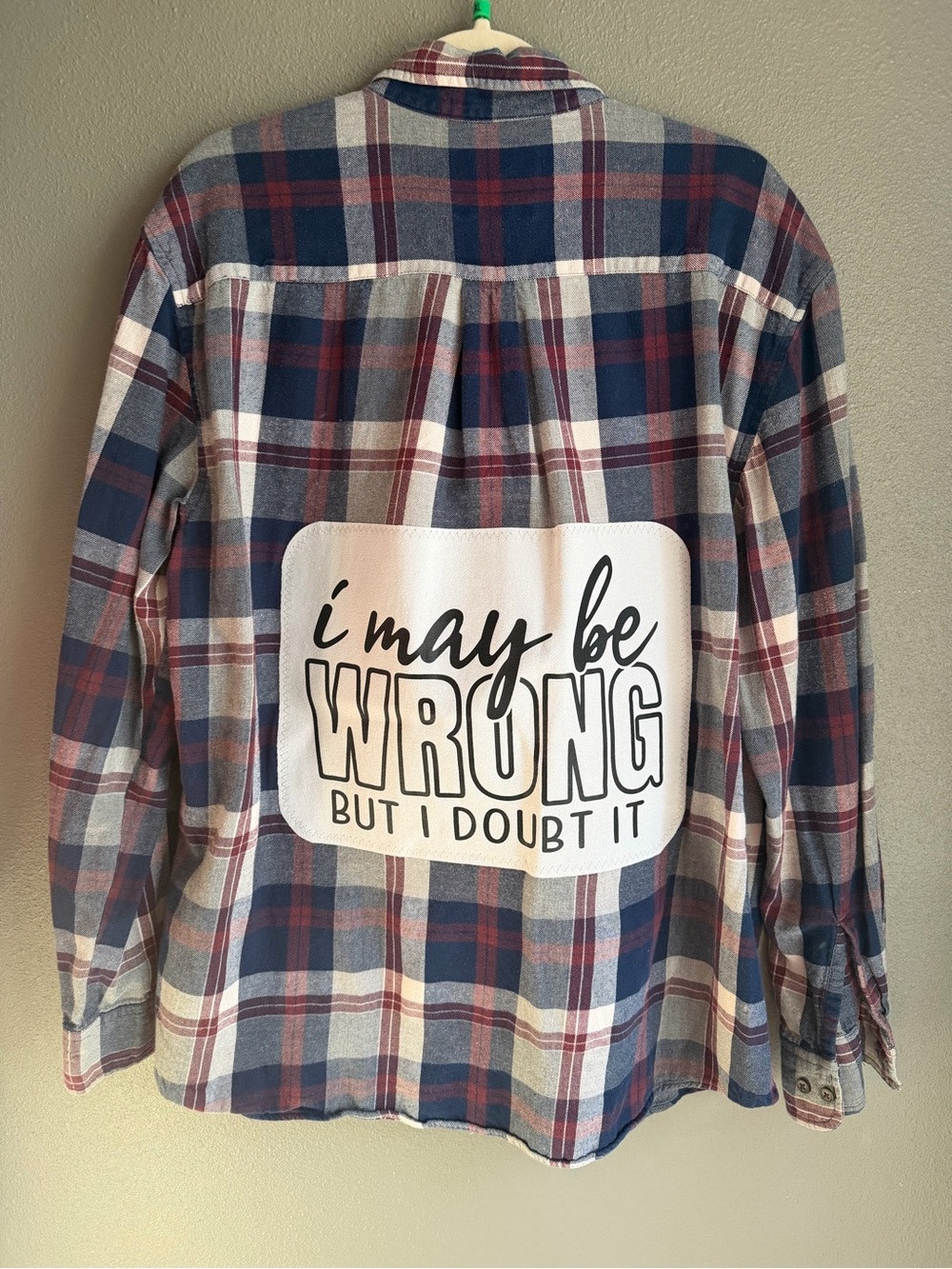 Plaid Flannel Jacket with Graphic Back - Navy/Red/White